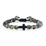Black Matte Stone Cross Prayer Bracelet