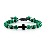 Black Matte Stone Cross Prayer Bracelet