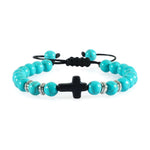 Black Matte Stone Cross Prayer Bracelet
