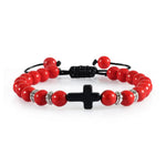 Black Matte Stone Cross Prayer Bracelet