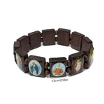 Wooden Saint Bead Bracelet