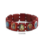 Wooden Saint Bead Bracelet