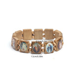 Wooden Saint Bead Bracelet