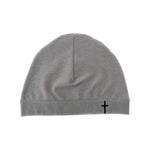 Cross Embroidery Stretch Knit Beanie