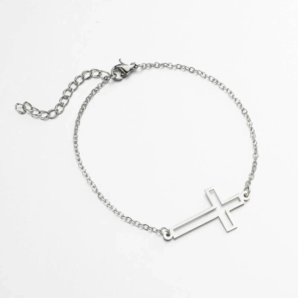 Stainless Steel Cross Charm Bracelet