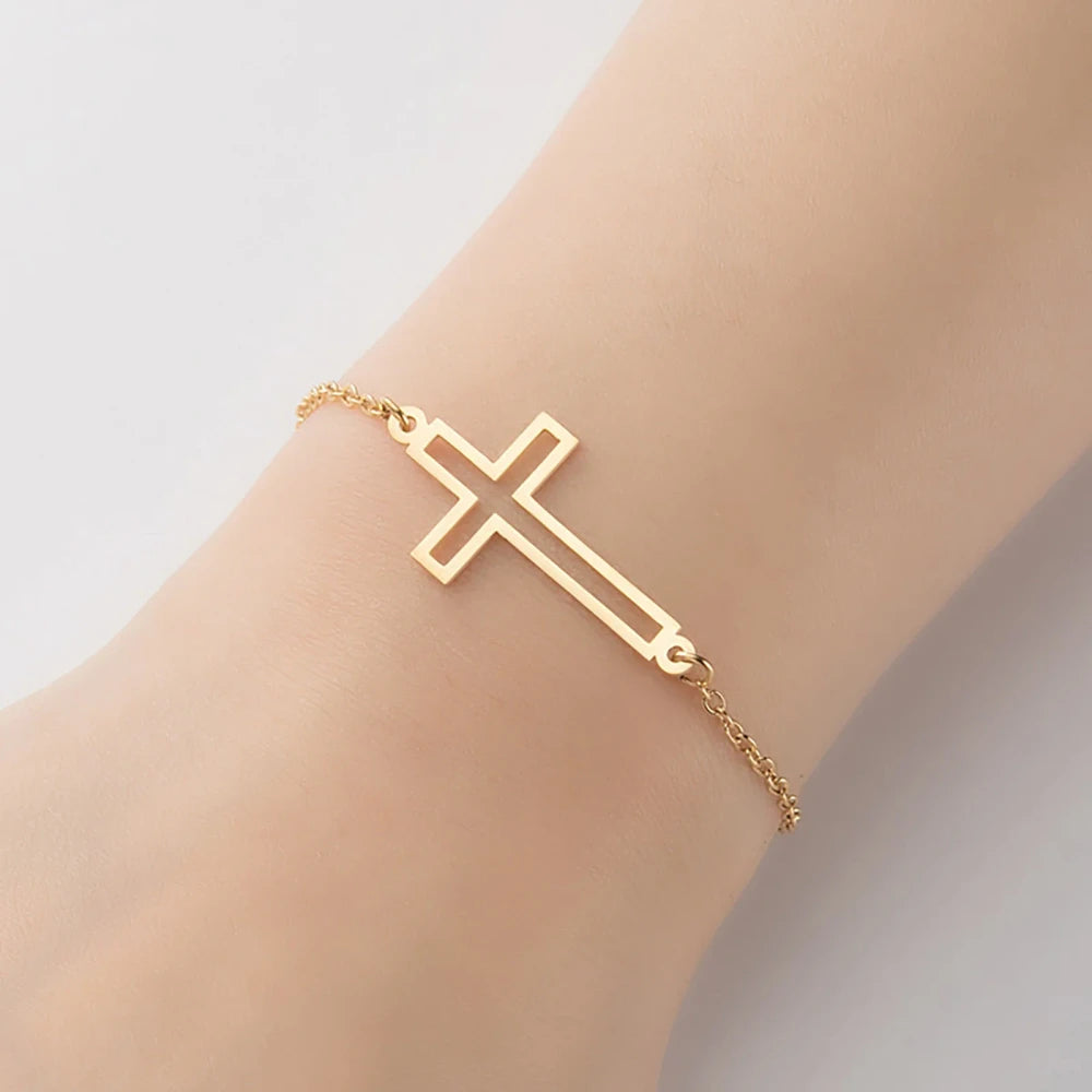 Stainless Steel Cross Charm Bracelet
