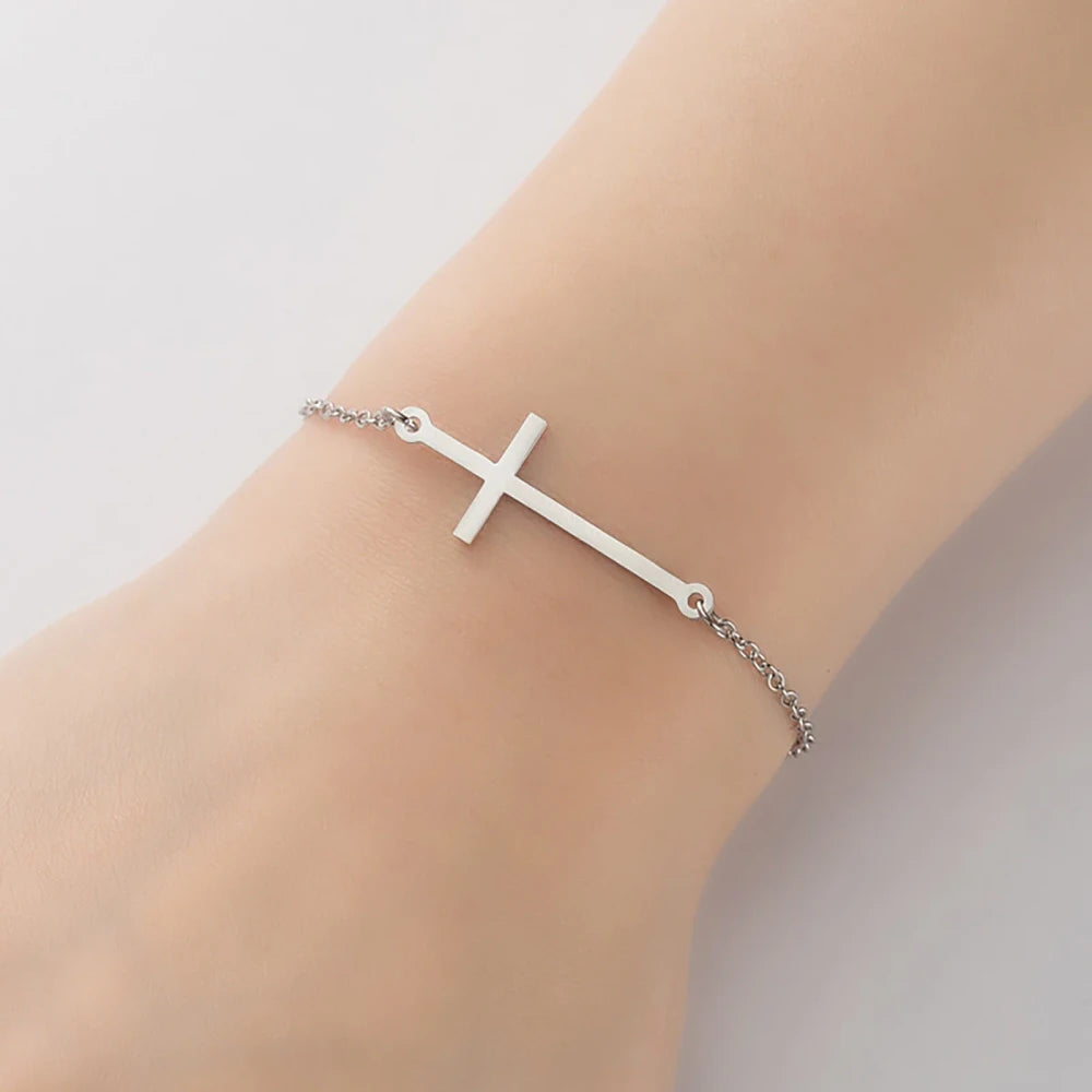 Stainless Steel Cross Charm Bracelet