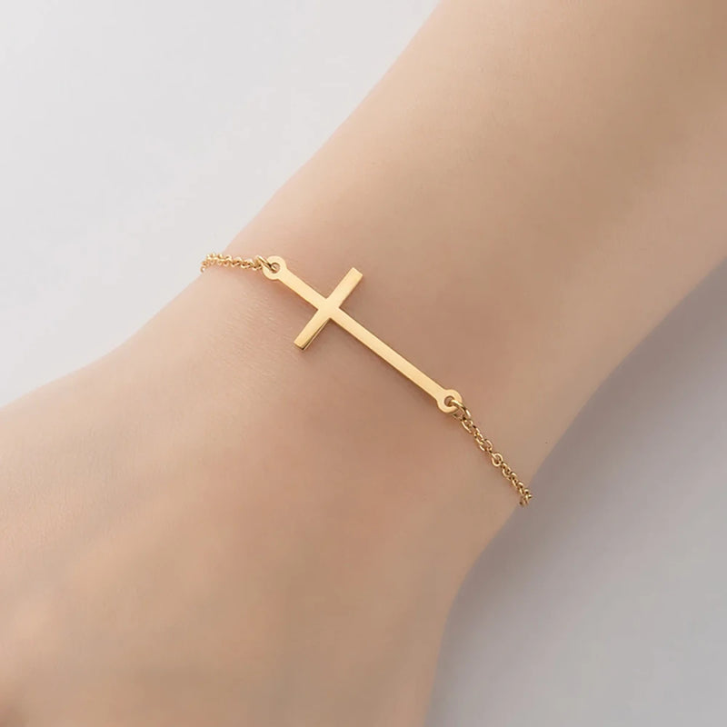 Stainless Steel Cross Charm Bracelet
