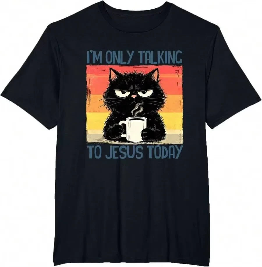 Funny Christian Black-Cat Cotton T-Shirt