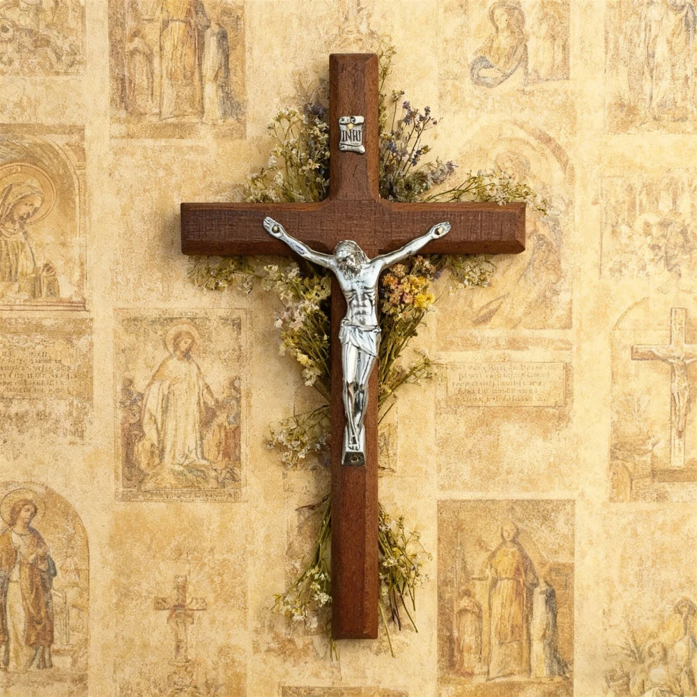 Hand Carved Wooden Wall Cross