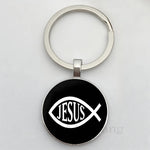 Jesus Logo Glass Car Keychain