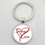 Jesus Logo Glass Car Keychain
