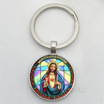 Jesus Logo Glass Car Keychain