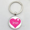 Jesus Logo Glass Car Keychain