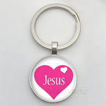 Jesus Logo Glass Car Keychain