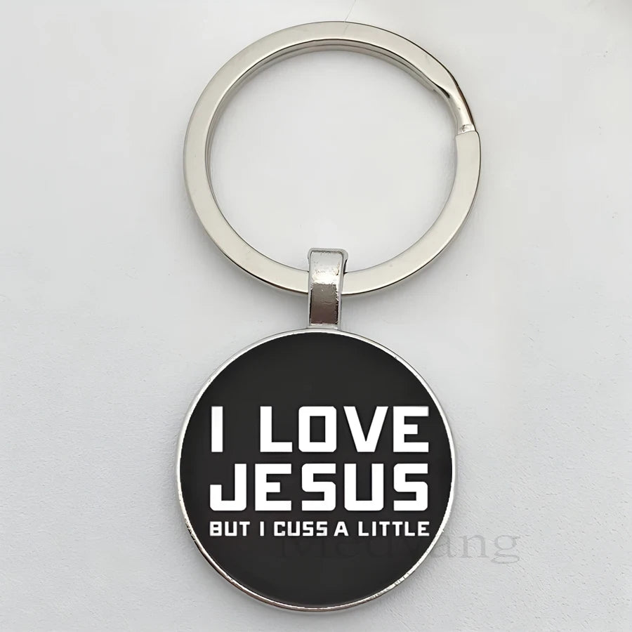 Jesus Logo Glass Car Keychain