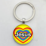 Jesus Logo Glass Car Keychain