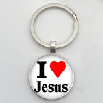 Jesus Logo Glass Car Keychain