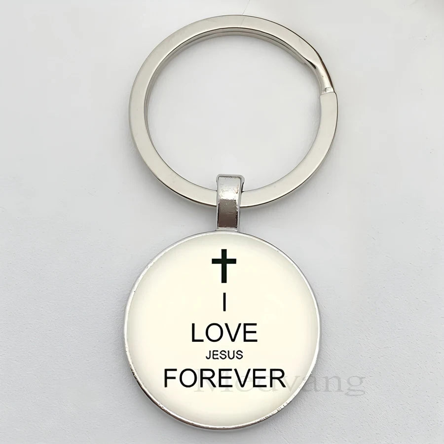Jesus Logo Glass Car Keychain