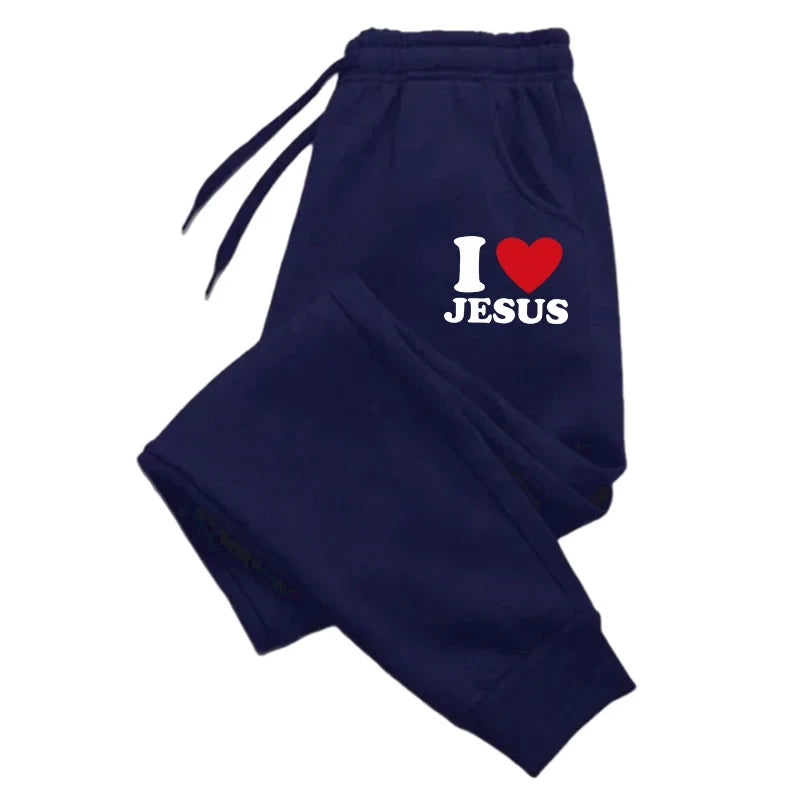 I Love Jesus Casual Printed Sports Pants