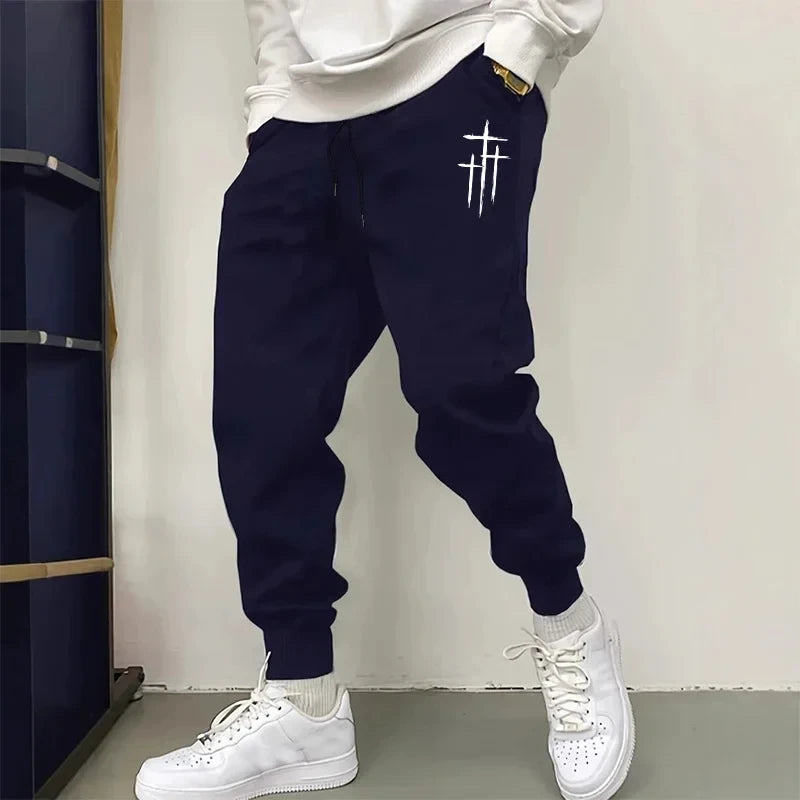 Jesus Cross Print Casual Sweatpants