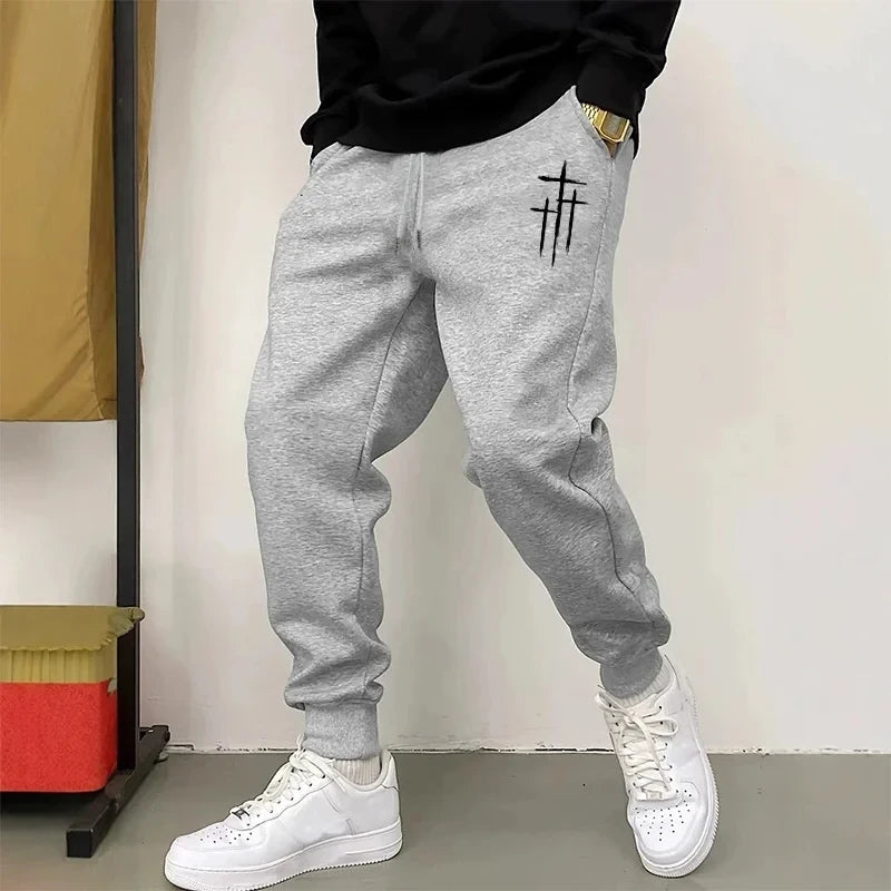 Jesus Cross Print Casual Sweatpants