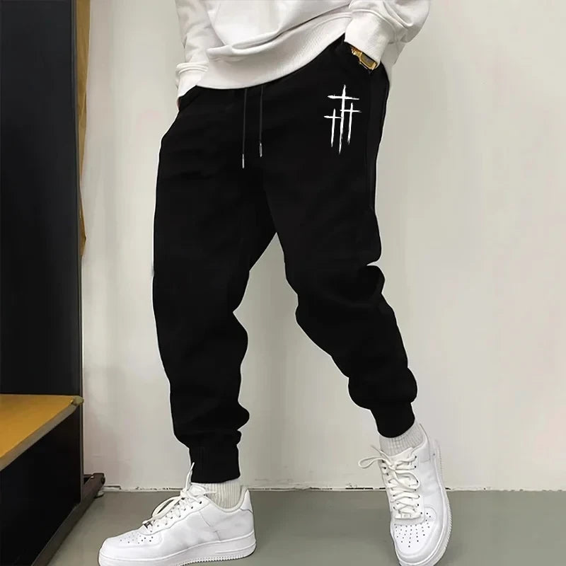 Jesus Cross Print Casual Sweatpants
