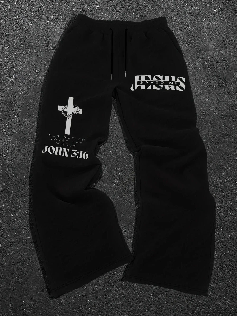 Mens Bible Print Drawstring Sweatpants