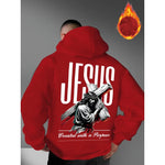 Loose Fit Jesus Print Hoodie