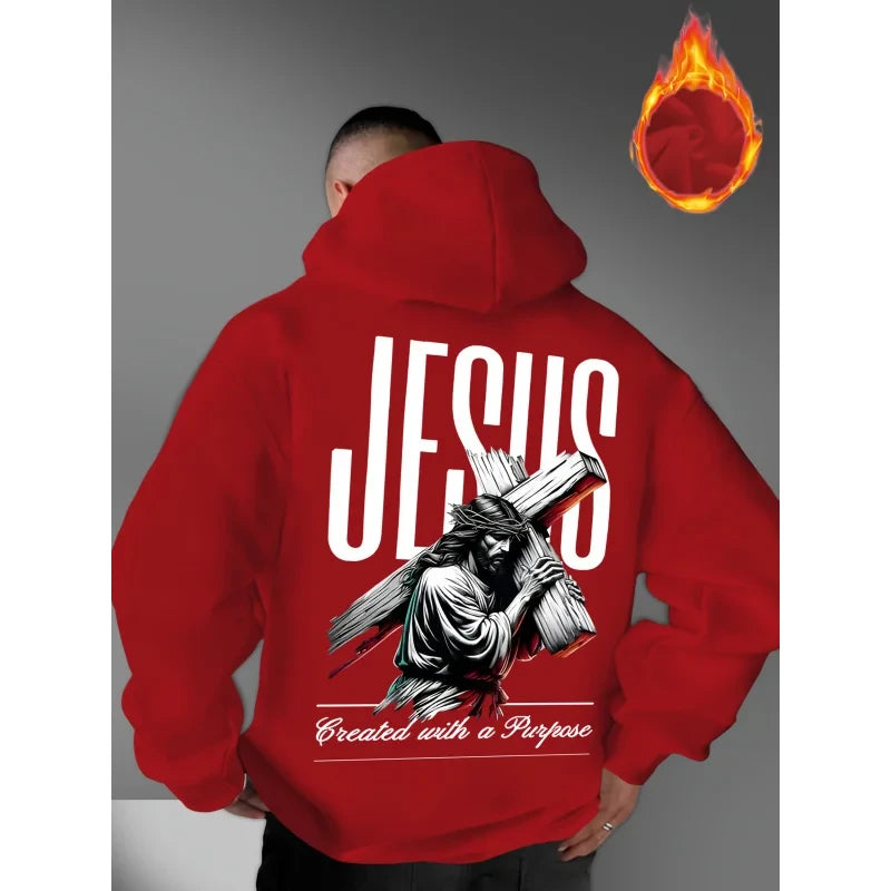 Loose Fit Jesus Print Hoodie