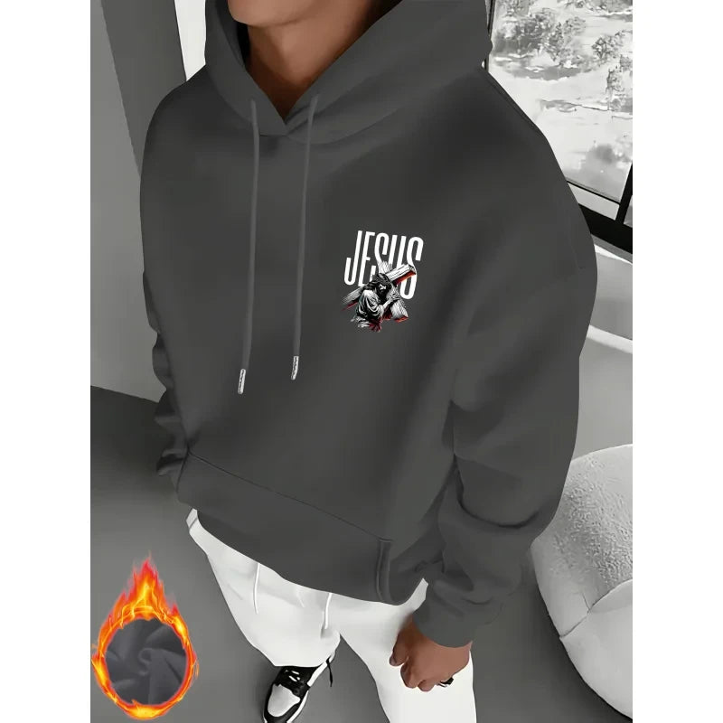 Loose Fit Jesus Print Hoodie